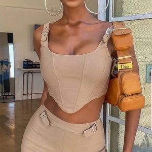 White Fox Mocha Corset Top - size XS